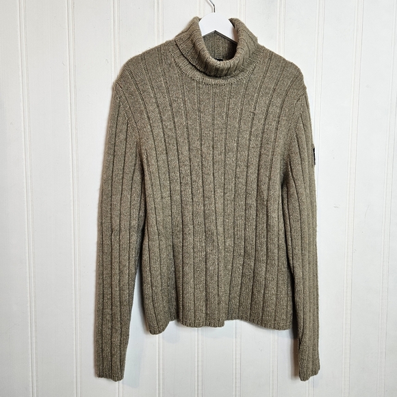 Abercrombie Fitch Heavy Lambswool Sweater XXL Tan Brown Chunky Knit Pullover - Picture 2 of 11